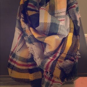 Plaid blanket scarf